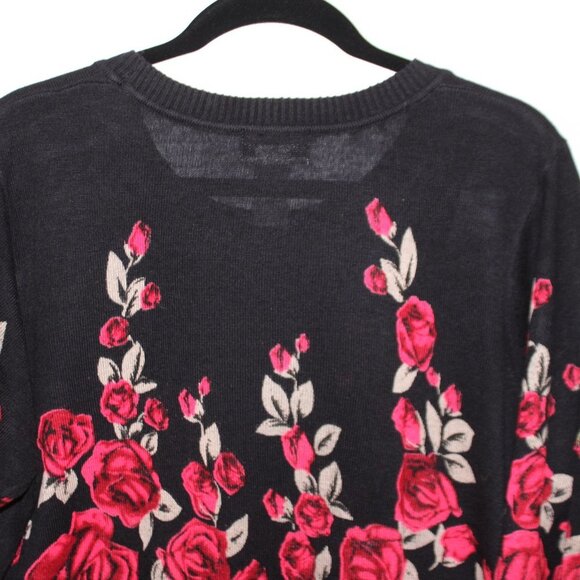 Rebecca Malone Woman Red and Tan Roses on a Black Crew Neck Sweater - Picture 14 of 14